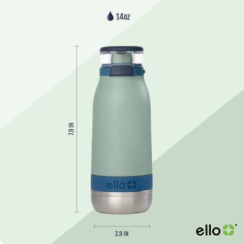 Image of Ello Emma 14oz Insulated Stainless Kids Water Bottle with Straw, Seaside