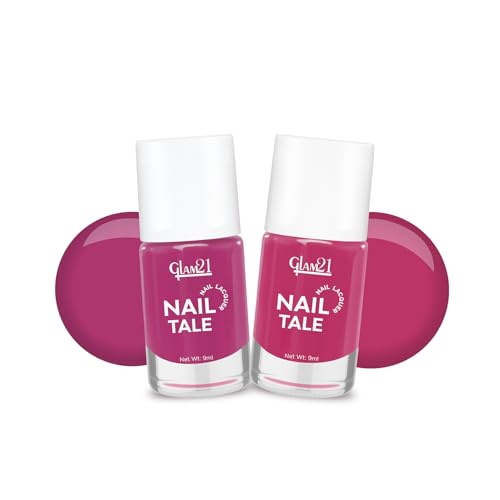 Image of Glam21 Nail Tale- Nail Lacquer|Multicolor|Quick Drying Nail Polish| Glossy Gel Finish Nail Kit | Highly Pigmented & Long Lasting | Chip Resistance|9ml Each| Pack Of 2 (Shade-05-06)