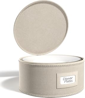 Sorbus China Storage Containers – Dinnerware Organizer for Dinner Plates with Lid (Holds Service for 12) with Felt Protectors – 12" x 6.25"