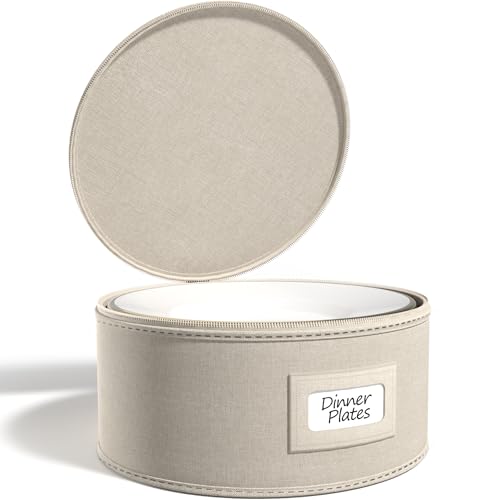 Sorbus China Storage Containers – Dinnerware Organizer for Dinner Plates with Lid (Holds Service for 12) with Felt Protectors – 12" x 6.25"