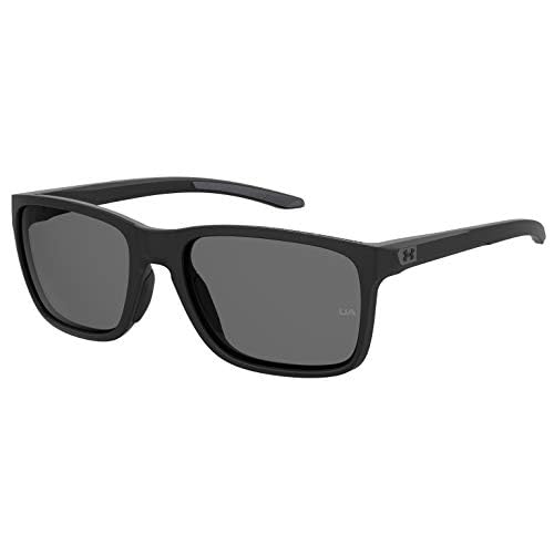 UA Hustle Rectangular Sunglasses, Matte Black Frame w/ Polarized Gray Lenses
