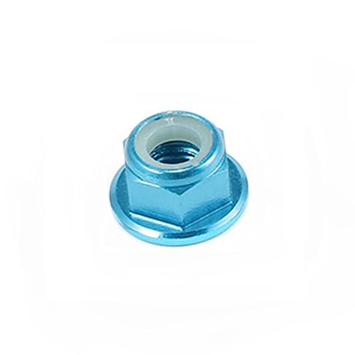 Écrou de verrouillage à bride M4 en alu bleu ciel pour modèle réduit, lot de 20 pièces