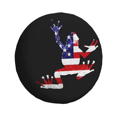 Image of Funny Frog Spare Tire Cover Trailer Tire Covers Weatherproof Wheel Protector Fit for Rv Trailer Truck Travel Trailers Accessories 16 inch Wheel US Flag Frog