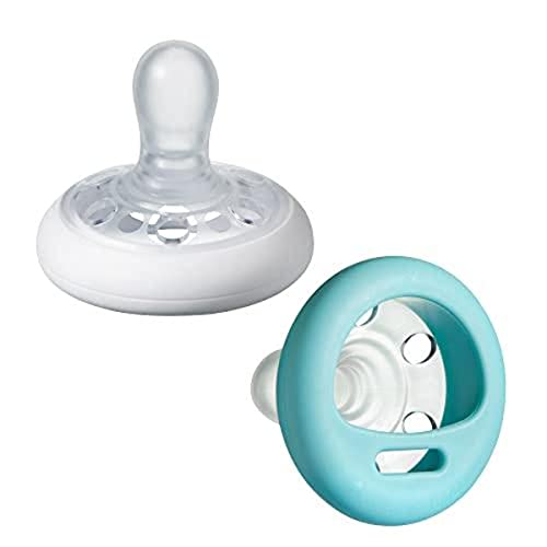 Tommee Tippee Breast-Like Soother, Skin-Like Texture, Symmetrical Orthodontic Design, silicona, BPA-Free, 0-6m, Pack of 2 Dummies