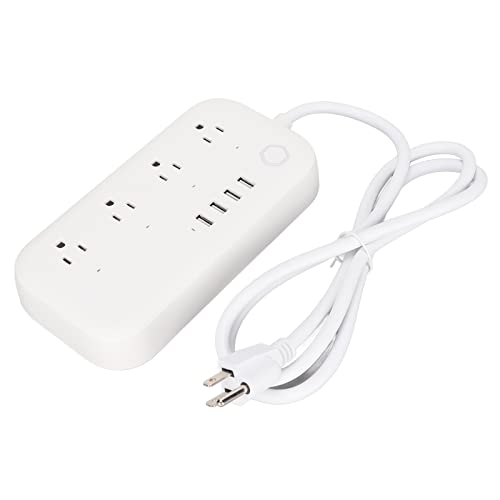 Luqeeg Protector eléctrico Smart Plug con 4 tomas controladas individualmente, 4 puertos USB y control remoto WiFi, material ABS
