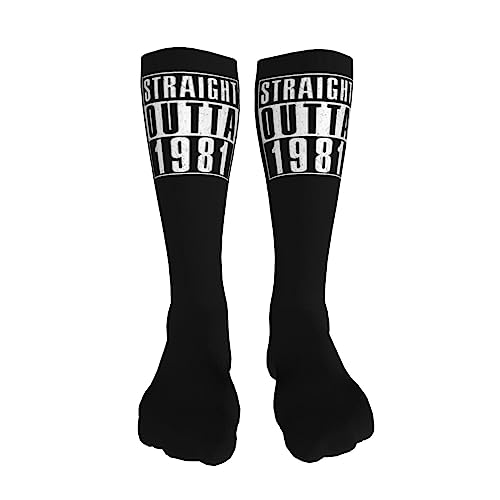Straight Outta 1981 Knee High Socks For Women Long Tube Socks Athletic Compression Socks Unisex High Socks Girls3