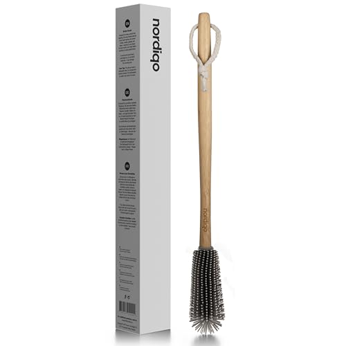 Nordiqo Cepillo de botella premium con mango largo de 40 cm – Compatible con Sodastream (no cristal), Aarke, Stanley, Air up, Thermos, antideslizante, impermeable, apto para lavavajillas, protege la