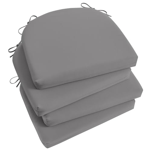 Image of Basic Beyond Outdoor Chair Cushions Set of 4, Outdoor Cushions for Patio Furniture, Water Resistant Patio Chair Cushions with 2 Ties, 17x16x2, Light Grey