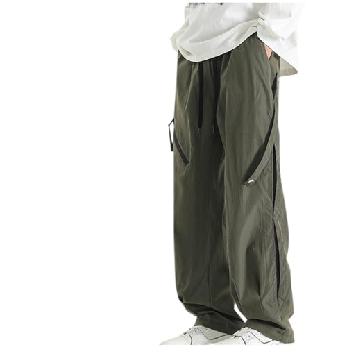 Cargo Pants for Men,Workout Athletic Jogger Pants with Zipper Pockets Straight Leg Pants,Casual Drawstring Hiking Pants3