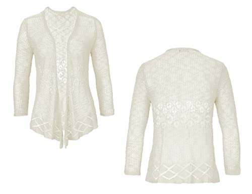 Image of Nulibenna Womens Sheer Shrug Sweaters 3 /4 Sleeve Open Front Tie Cardigan Bolero Jacket Lightweight Crochet Knit Cover Up Tops