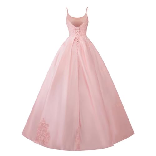 Mouccy Spaghetti Straps Satin Quinceanera Dresses Embroidery Prom Dress Long Ball Gowns with Pockets A-Line Sweet 16 Dresses2