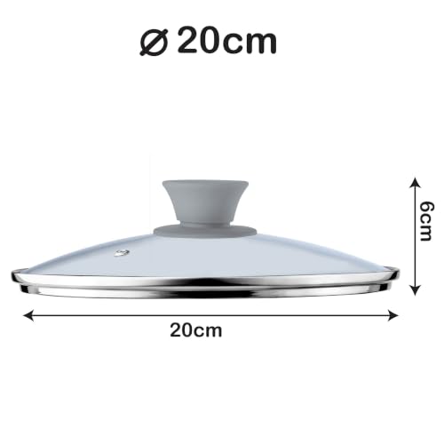 KADAX Glasdeckel mit Griff aus Silikon, hitzebeständiger Deckel für Topf ⌀14-30cm, Deckel mit Dampfloch… – Ansicht 2