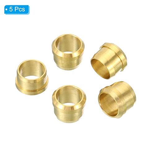 PATIKIL 8mm Tube OD Brass Compression Sleeves Ferrules 5 Pack Brass Compression Fitting Assortment Kit, Gold Tone - Image 3