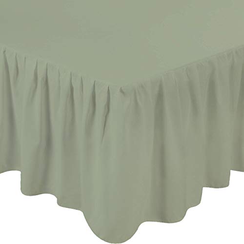 FIRST Look Linen 1Pc Ruffled Bed Skirt King Size Sage Color 18 Inch Drop 600 Thread Count Dust Ruffle with Platform, Wrinkle and Fade Resistant