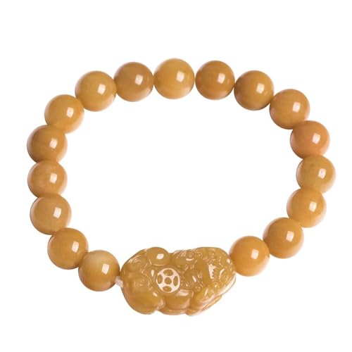 Pulseras,Pulseras para Mujer,Pulsera De Jade Amarillo Dorado Feng Shui para Mujer Pulsera para Atraer Riqueza De Jade De Seda De Oro Genuino Adecuado para 14-16 Cm
