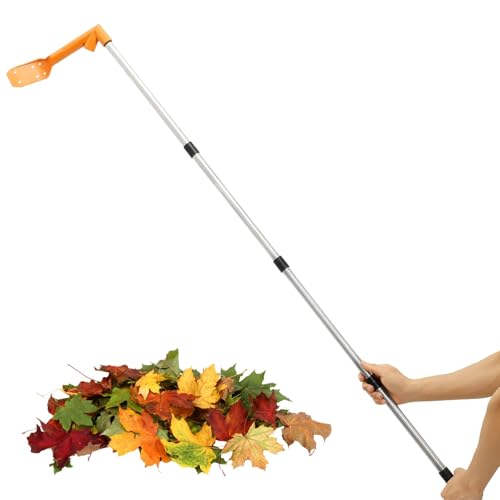 Nettoyeur de gouttières avec manche télescopique 160 cm, 45 °, 120 °, orange, en acier inoxydable, plastique, élimine sans effort les feuilles des toits, la saleté des canalisations bouchées