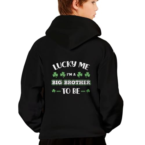St. Patrick's Day Lucky I'm A Big Brother To Be Hoodies for Teen Girls Boys Lightweight Kangaroo Pocket Sweatshirt2