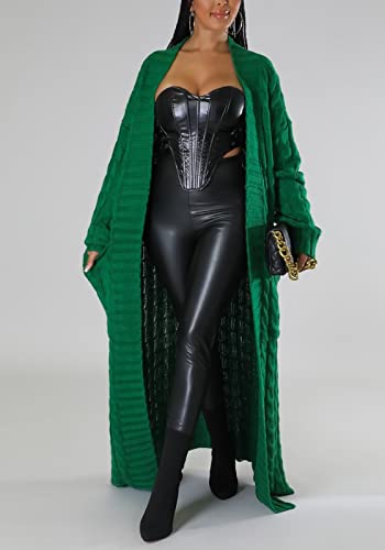 Image of Tcremisa Long Cable Knit Cardigans for Women Chunky Maxi Sweater Coat | Long Sleeve,Open Front,Ankle Length,Floor Length, Dual Pockets,Extra Knitted Duster,Loose Cozy Winter Outwear