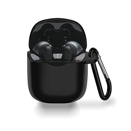 Case for JBL Tune 225/220TWS, WQNIDE Silicone Case Cover Skin, [with Carabiner] Scratch Proof&Shockproof for JBL Tune 225TWS True Wireless Earbud Headphones (Black)