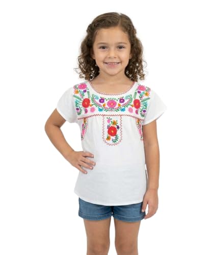 Image of unik Girls Cotton Embroidered Floral Blouse for Birthdays, Cultural Events, Cinco De Mayo
