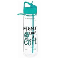 Fight Like A Girl SlimKim Water Bottle 30 Oz - Teal, BPA-Free, With Time Marker For Ovarian Cancer & PCOS Awareness - View #6
