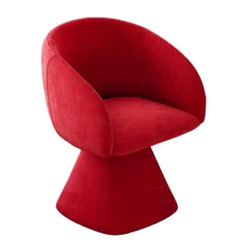 Swivel Vanity Chair with Backrest, Retro Upholstered Makeup Stool with Velvet Fabric, Lounge Chair for Bedroom & Beauty Desk(Red)