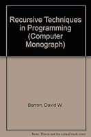Recursive Techniques in Programming (Computer Mon.) 0356081753 Book Cover
