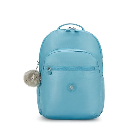 Kipling Seoul Mochila, para notebook de 17”, extragrande, azul (aqua tides) metalizado