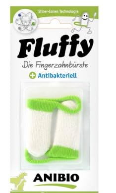 Anibio Fluffy (2 Stück) Fingerzahnbürste | Fingerling | Entfernt sanft und gründlich Zahnbelag | Silber-lonen Technologie | Zahnreinigung | Hunde Zähne |