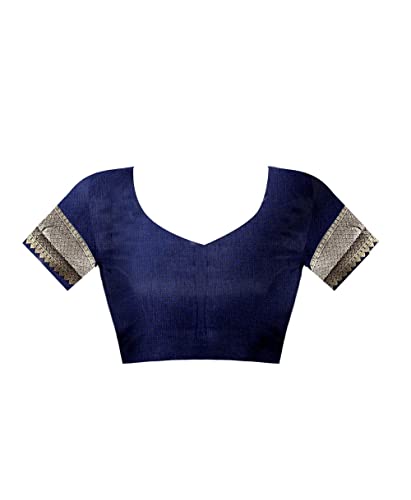 Image of C J Enterprise Women's Pure Kanjivaram Silk Saree Soft Saree Banarasi Style New Sadi With Blouse Piece For Wedding (Pari37-11) (Navy Blue)