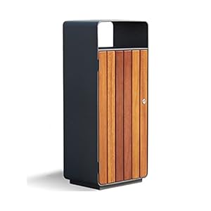 Gek208130 Stahl-Mülleimer mit Holzplatte