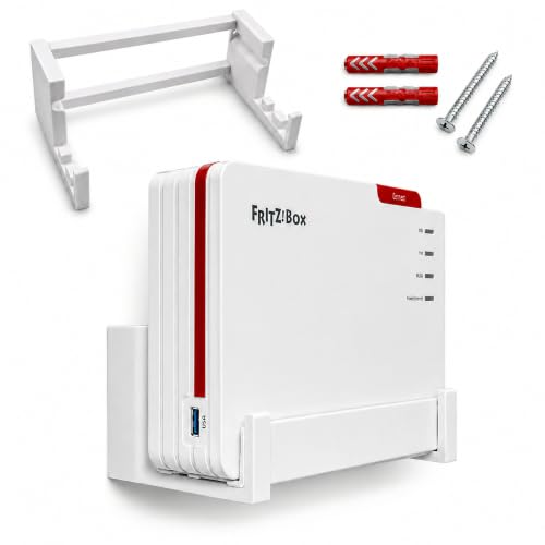 OSAZEE Wandhalterung für AVM FritzBox 5690 Pro – 9 cm Wandabstand für optimale Kabelführung – Überkopf & Untertisch montierbar – inkl. Schrauben & Dübel – Made in Berlin