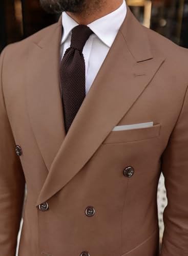 Mens Suit Slim Fit Formal 2 Piece Double Breasted Suit Men Business Tuxedo Set Wedding Prom Groom Suits2