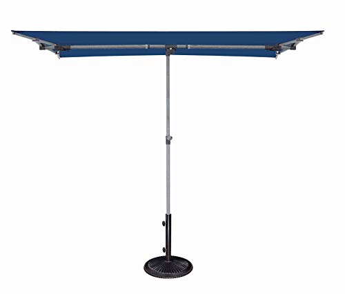 SimplyShade Capri Polyester Rectangle Balcony Umbrella in Platinum/Ocean Blue