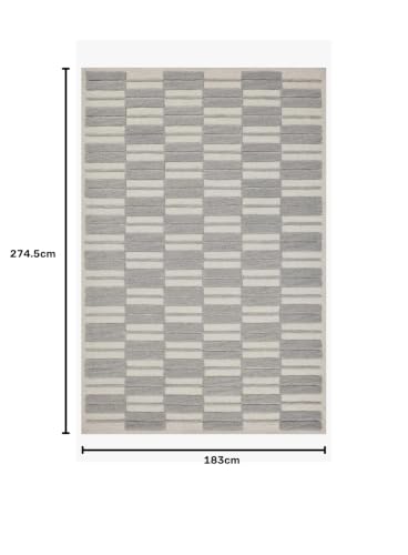Image of Modern (High Low Pile) Pattern Wool Carpet with Loop Texture Yarn Anti Shedding Carpet Size 6x9 Feet B0 Grey Ivory Color