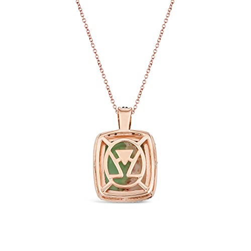 LE VIAN 4 5/8 Carat Cushion Shape Green Aquaprase Rectangle Halo Pendant Necklace for Women I 14k Rose Gold Plated Sterling Silver Necklace I 18 Inch Chain w Lobster Claw I 1/4 Carat Topaz and Quartz3
