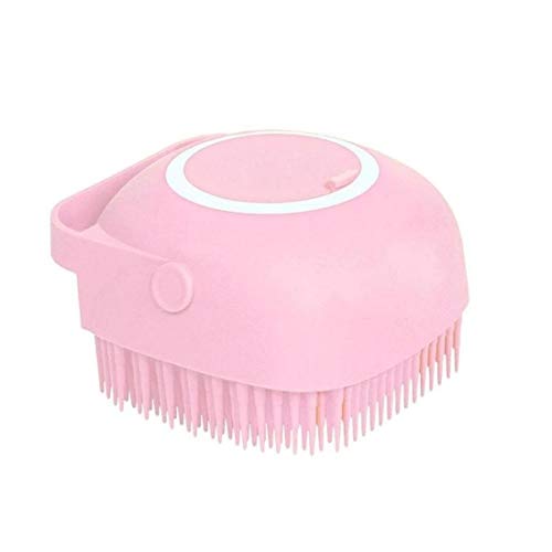 AlphaCentauri4 Silicone Body Bath Brush Exfoliating Scrubber Shower Soft Bristle Massager with Fill Soap Dispenser For Body Wash Massage Gentle Skin Scalp Scrub Smoother Hair Comb (Pink)