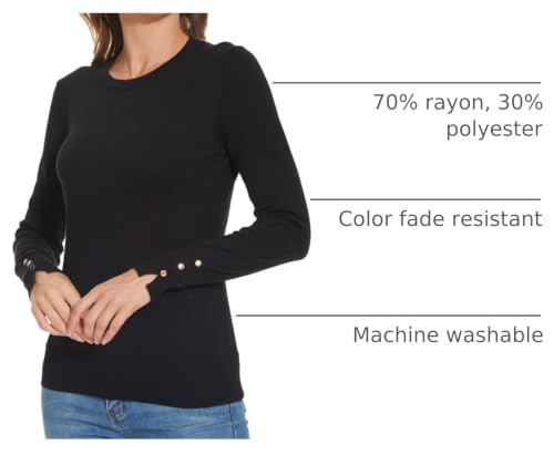 Image of Spicy Sandia Women's Long Sleeve Crewneck Sweaters Dressy Casual | Striped or Solid Available, Classic, Business Casual Tops for Office Work