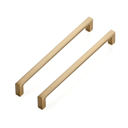 Image of Ravinte Champagne Bronze Kitchen Square Cabinet Handles 7-1 /2 Inch 30 Pack | Modern Slim Style, Solid Zinc, Square Design, Screws Included, Easy Installation, for Kitchen Drawers & Cupboards