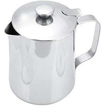 DEWIN Milk Frothing Pitcher, 20oz/600ml Stainless Steel Steaming Pitcher Barista Milk Frother Cup Jug for Espresso Machine Coffee Cappuccino Latte Art - Silver
