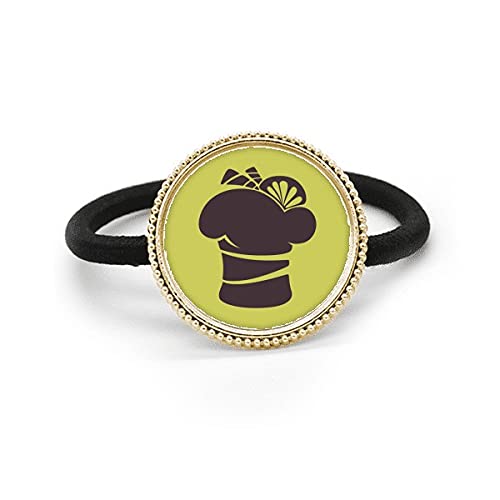 Élastique à cheveux en métal argenté avec motif citron noir chic