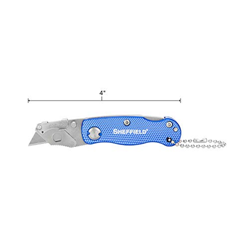 Image of Sheffield Mini Box Cutter, Mini Utility Knife Aluminum Handle, Accepts Mini Utility Blades, Keychain Knife for Home, Office, Trades, and Warehouse