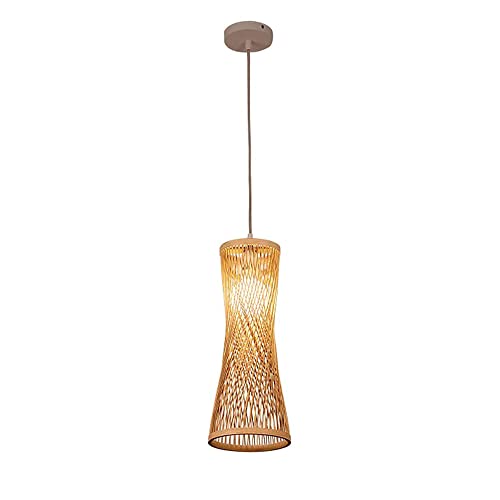 Suspension bambou E27 spirale design chinois pour chambre