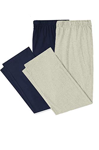 Bintangor Mens Pajama Sleep Pants 100% Cotton Knit Elastic Waistband Lounge Wear Long 2 Pack