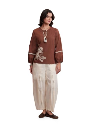 Amazon Brand - Myx Women's Cotton Embroidered Co Ord Set | Short Kurti and Pant Set (Available in Plus Sizes)