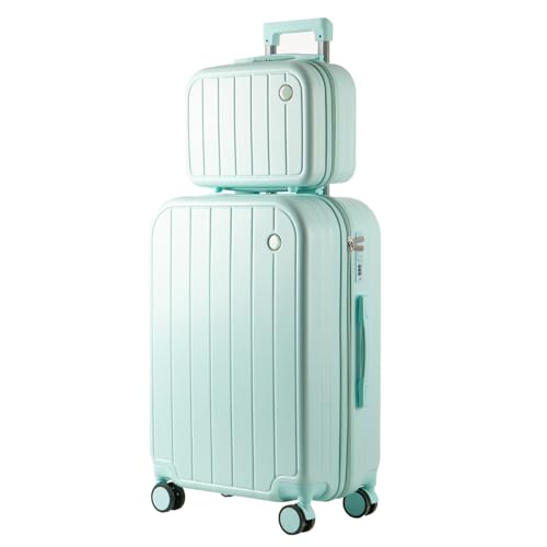 Kmvazcd 2 Pack Carry on Luggage with Spinner Wheels, Durable Hardside Rolling TSA Lock Suitcase for Lightweight Travel, Azure(14+20) Inch, 20-Inch, Front Open