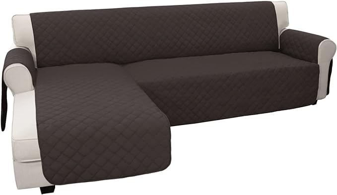 BLESSING PET SUPPLY Microfiber L Shape Sofa Slipcover Couch Cover Chaise Cover Reversible Furniture Protector for Pets Kids Children Dog (Chocolate, Large)