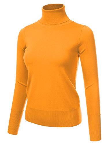 Image of Stretch Soft Knit Sweater Turtle Neck Long Sleeve Casual Lightweight Pullover Sweater for Womens with Plus Size