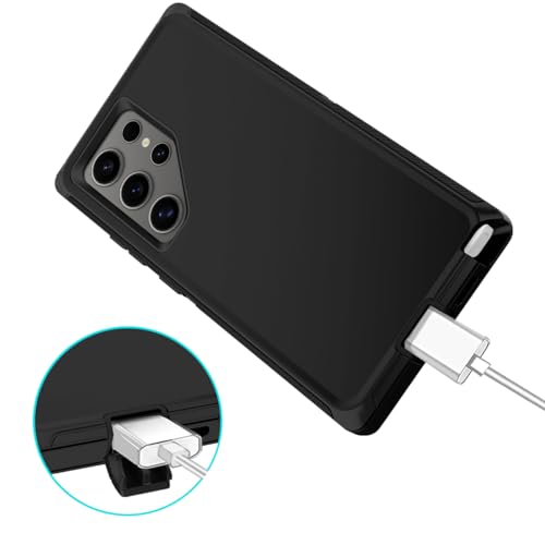 I-HONVA for Samsung Galaxy S24 Ultra Case Shockproof Dust/Drop Proof 3-Layer Full Body Protection [Without Screen Protector] Rugged Heavy Duty Case for Galaxy S24 Ultra 6.8",Black