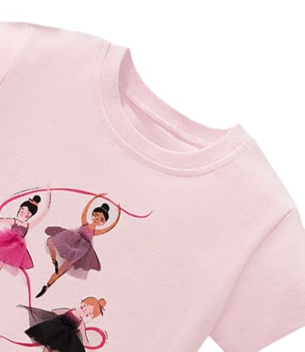 Image of Toddler Girls T-Shirt Short Sleeve Shirt Unicorn Bunny Print Cute Summer Tops Tees Dinosaur Graphic